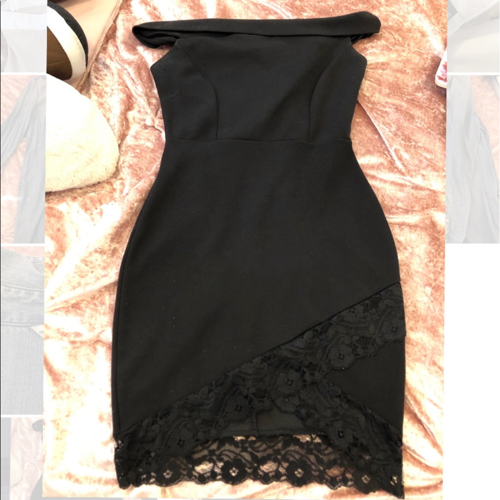 FASHION NOVA Black Dress off the shoulder lace